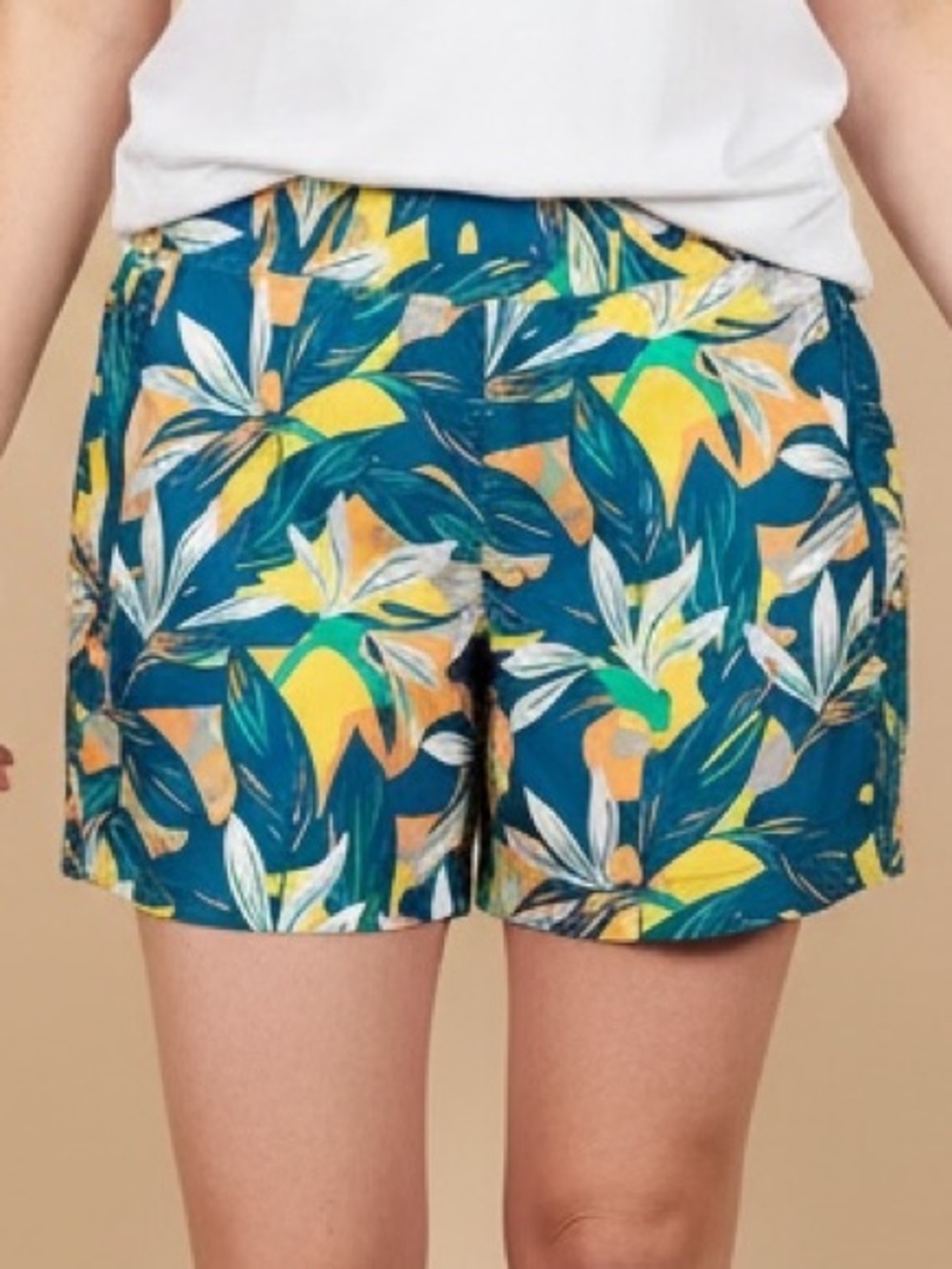Columbia Teal Tropical Leaf Print Shorts Size XL